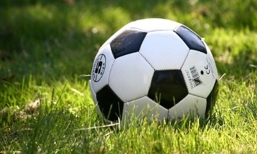 A football on the grass