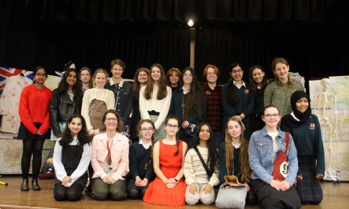 Students on a stage